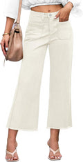Denim Women Cropped Trousers Jeans High Rise - Stretchy Ankle