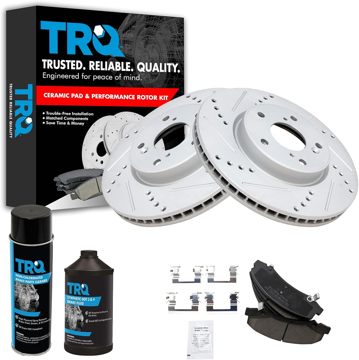 TRQ Front Brake Pad & Rotor Kit for Performance and Safety