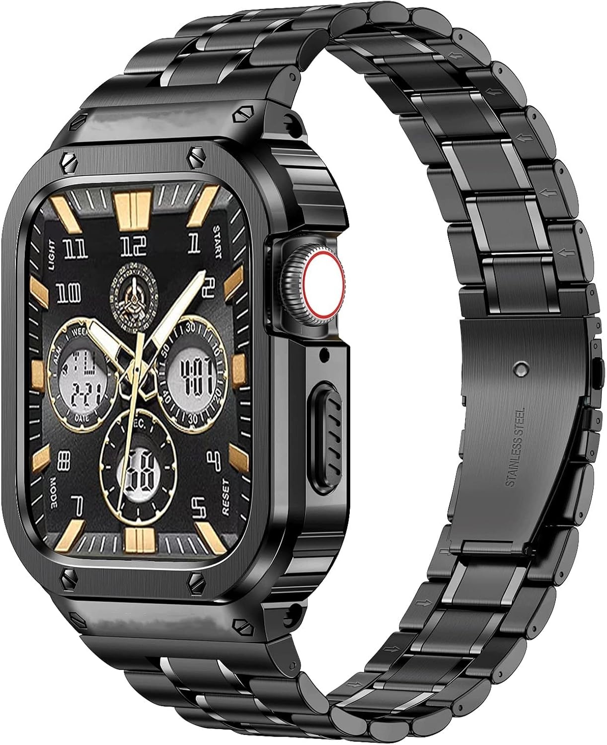 MioHHR Stainless Steel Watch Band with Case for Apple Watch