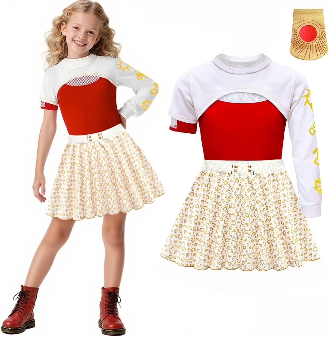 Kids Girls Zombies Outfits Cheerleader Uniform 4pcs Set for Fun