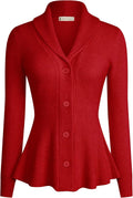 Vintage Shawl Lapel Cardigan Sweater - Flattering Peplum Look