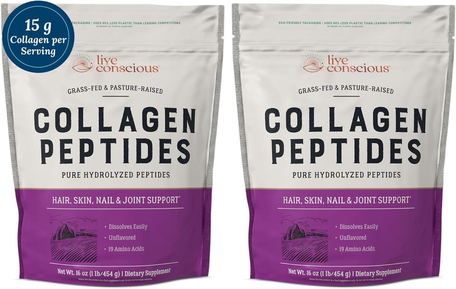Live Conscious Collagen Peptides Powder for Hair, Skin, and Nails