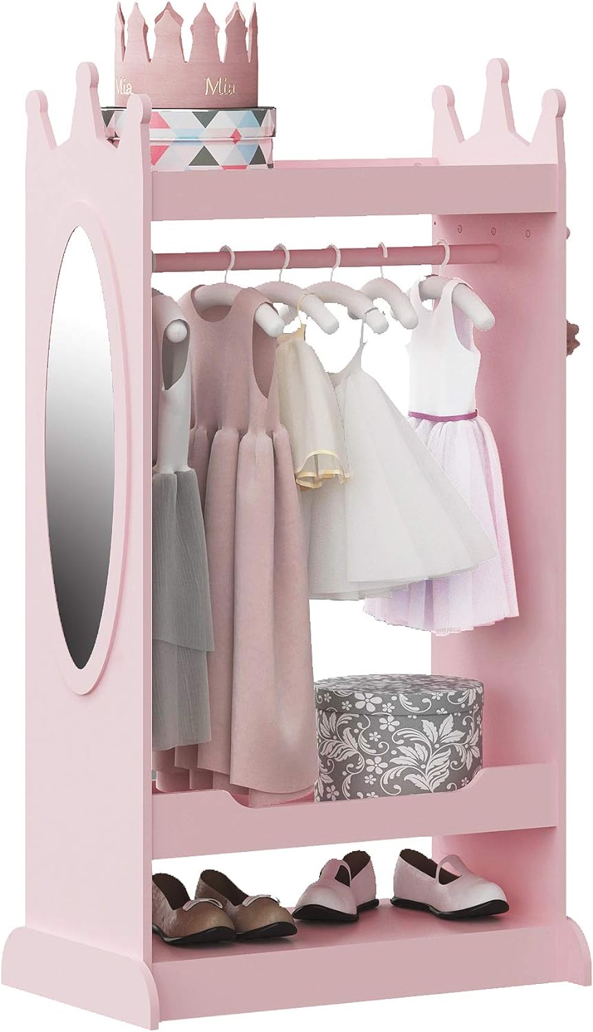 Kids Dress Up Storage with Mirror - Stylish Costume Wardrobe
