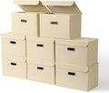 Fabric Storage Cube Bins Foldable Organizer 8 Pcs - Large Creamy-White