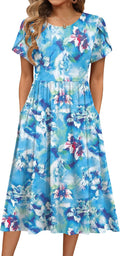 Women's Summer Midi Dress with Pockets and A-Line Silhouette