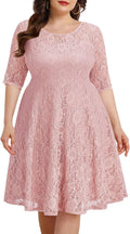 Women's Plus Size Lace V Neck Midi Dress for Wedding Guests
