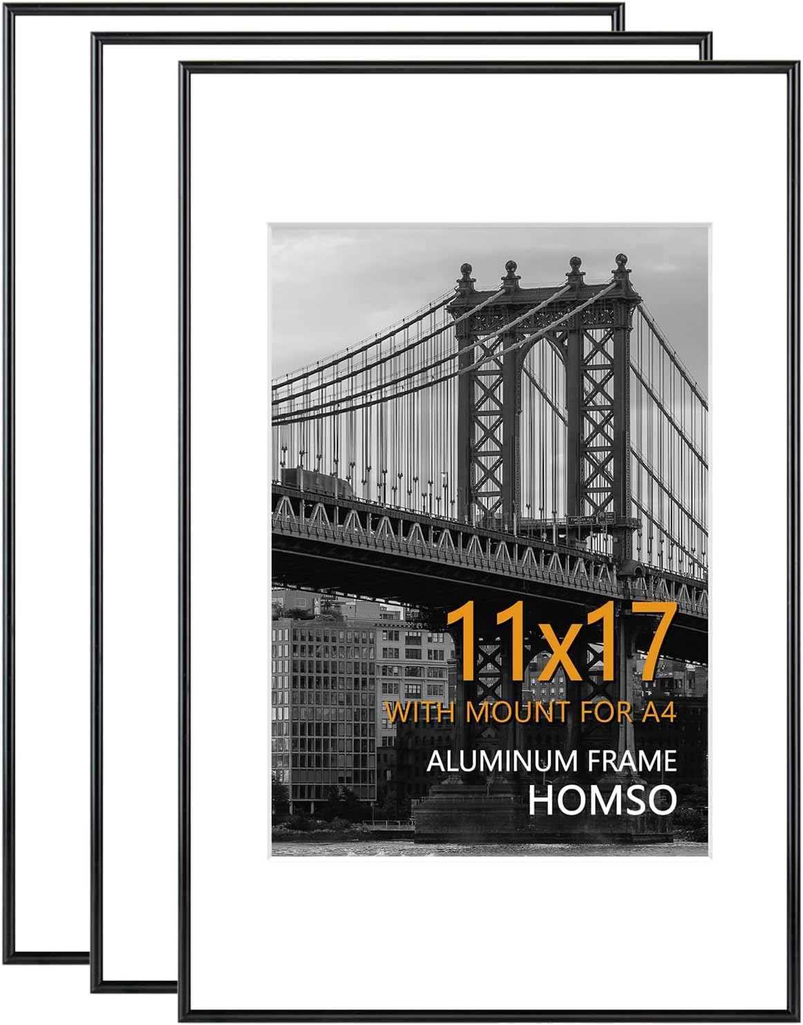 Homso 11x17 Picture Poster Frame Set of 3 for Art Display