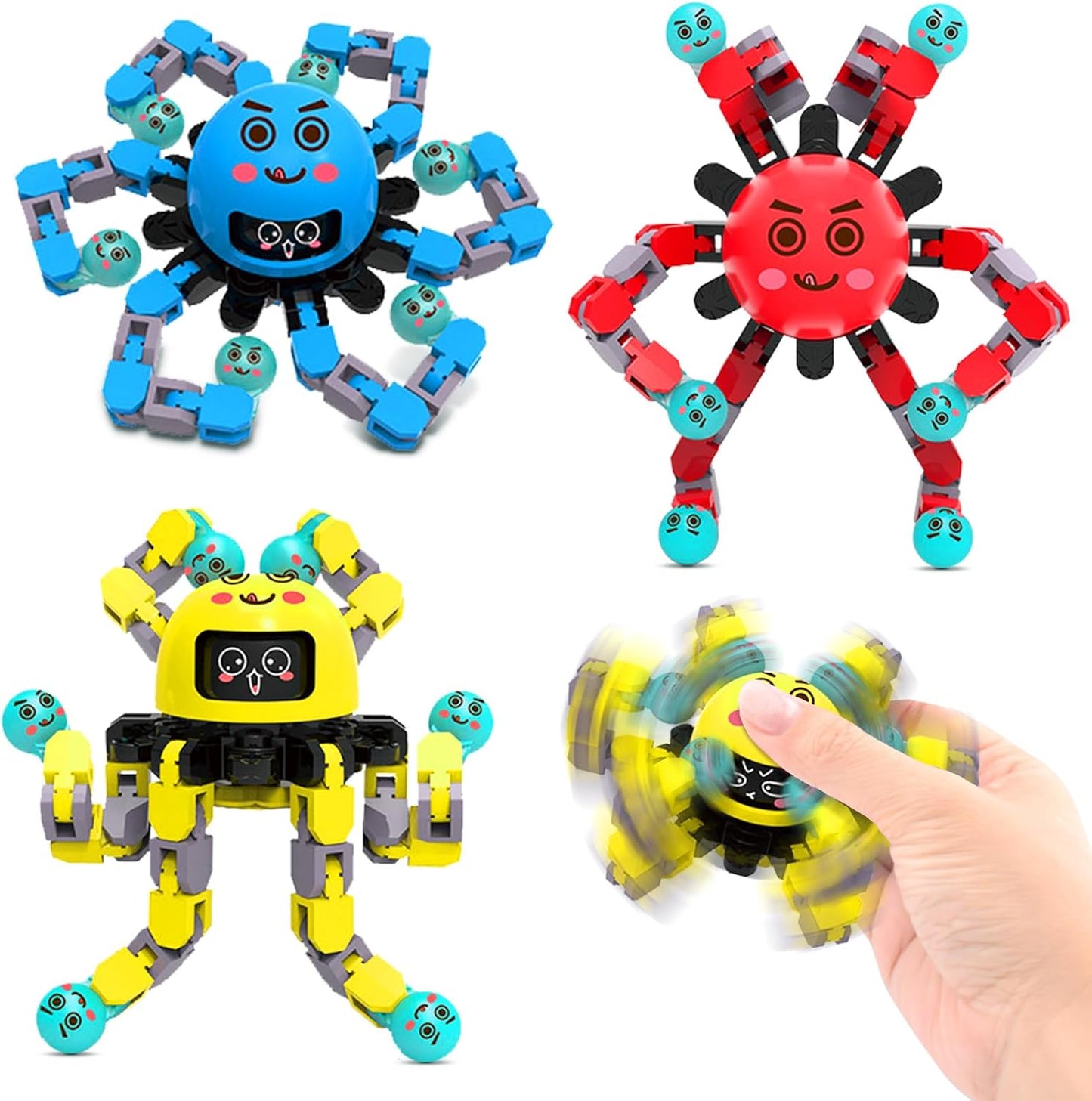 3 PCS Transformable Fidget Spinners - Anxiety Relief & Travel Fun!