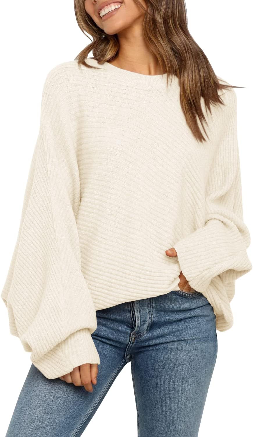 Mafulus Women's Oversized Crewneck Sweater for Casual Style
