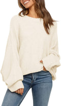 Mafulus Oversized Crewneck Sweater - Soft Slouchy Cable Pullover Knit