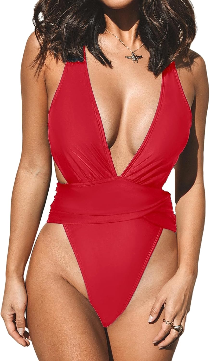 CUPSHE One Piece Swimsuit for Women with Cross Back Tie Design
