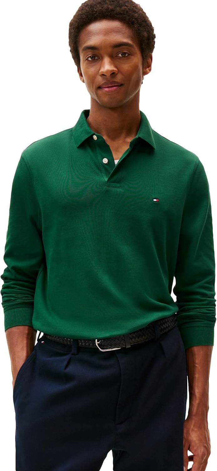 Tommy Hilfiger Men's Long Sleeve Polo Shirt with Stretch Fit