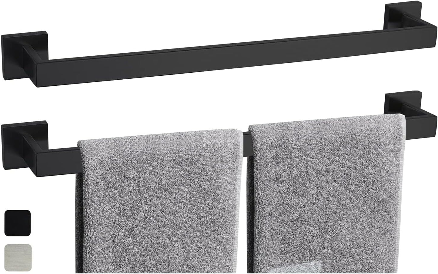 24 Inch Towel Bar 2 Pack for Modern Bathroom and Kitchen Use