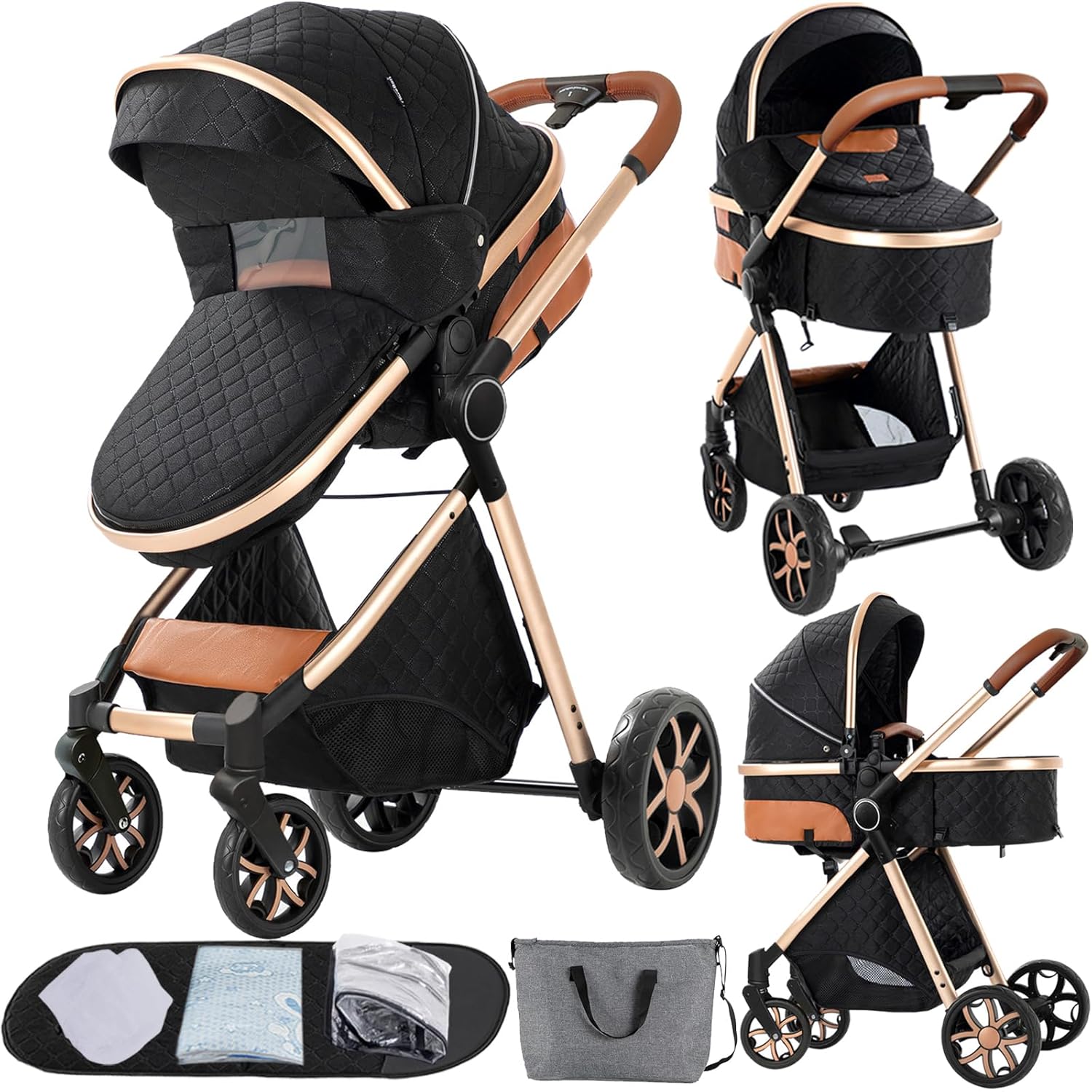 2 in 1 Baby Stroller Convertible Reversible Pram for Infants
