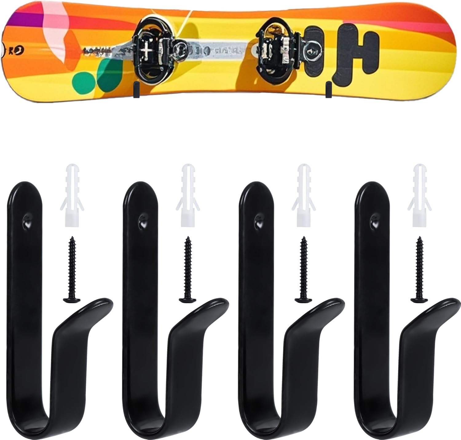 Space-Saving Snowboard Wall Mount - Set of 4