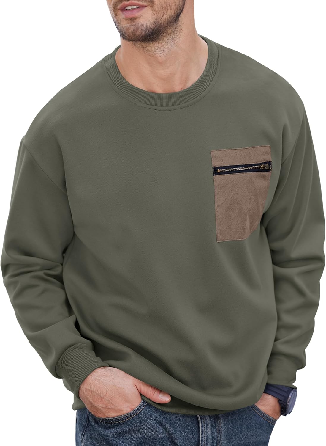Colorblock Long Sleeve Sweatshirt with Pocket by VOGSTART