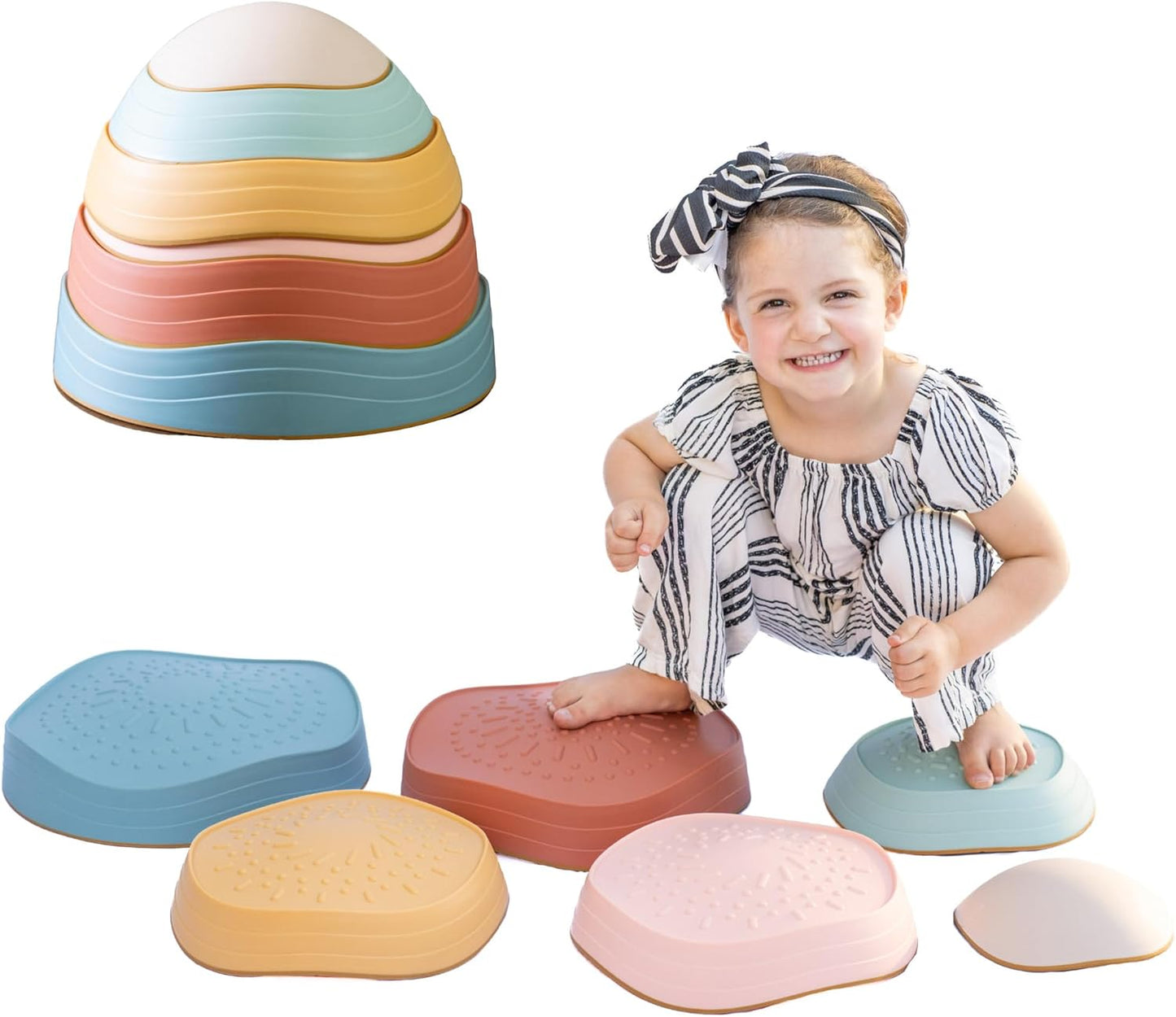 Balance Stepping Stones for Kids - Sensory Play Set of 6