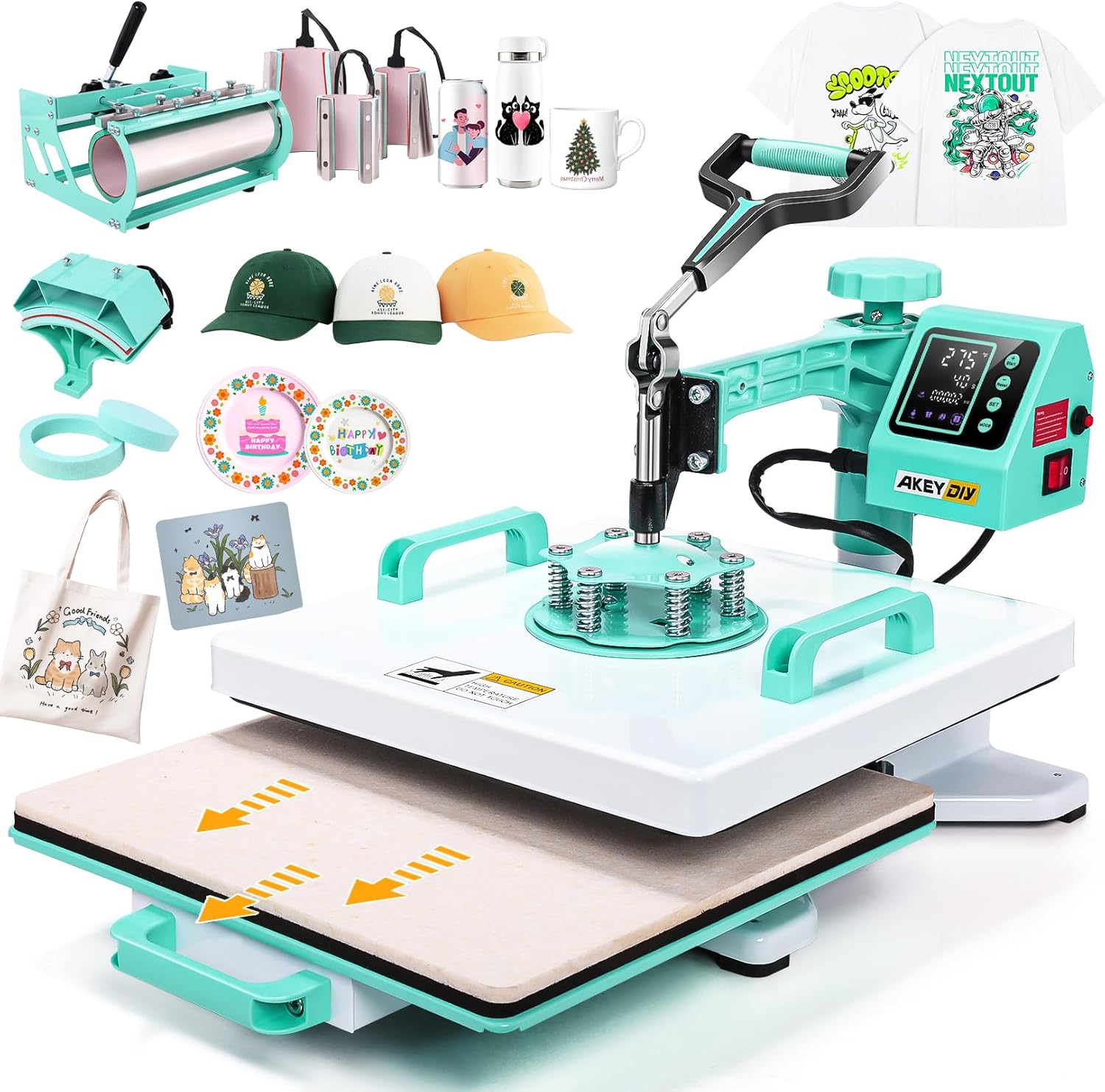 15x15 Heat Press Machine for T-Shirts and Tumblers - 8in1 Combo