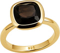 Smoky Quartz Cushion Ring for Women - Gold Plated Sterling Silver