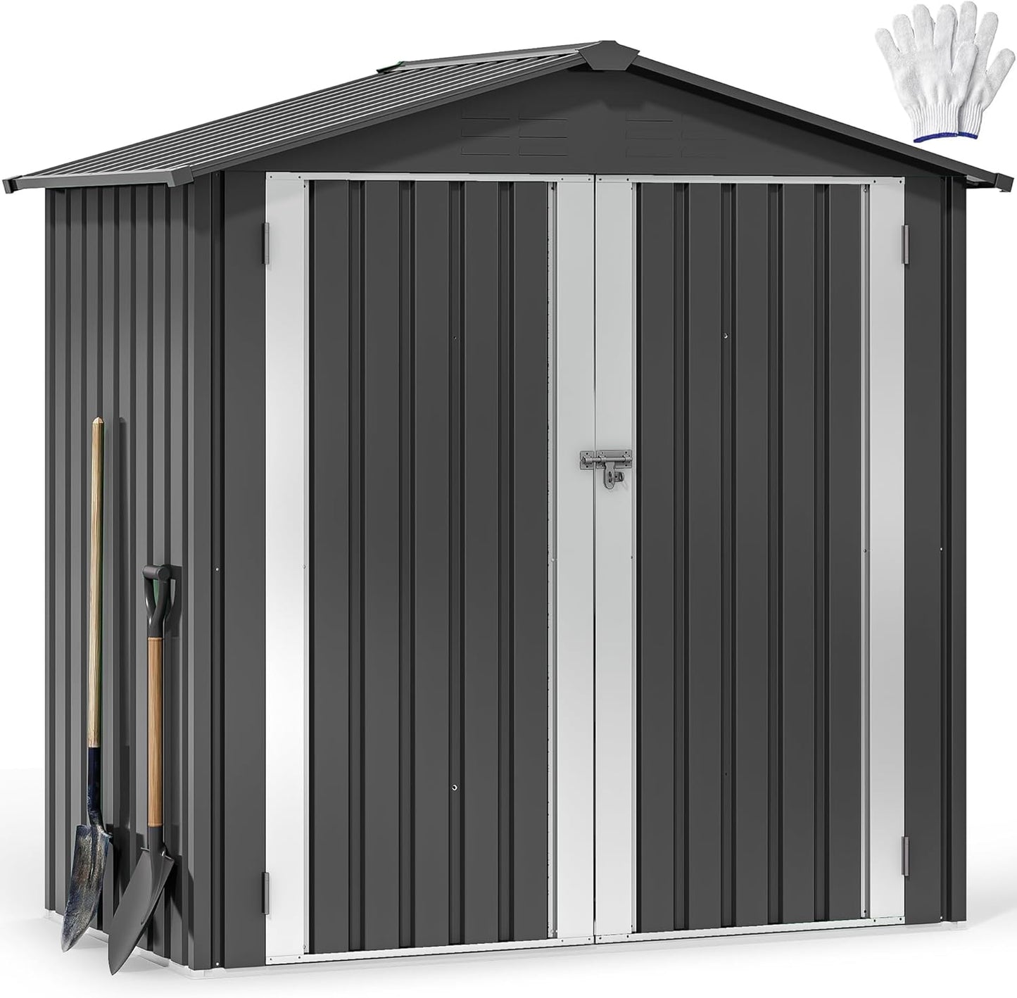DWVO 6x4ft Tool Storage Shed with Lockable Doors and Roof