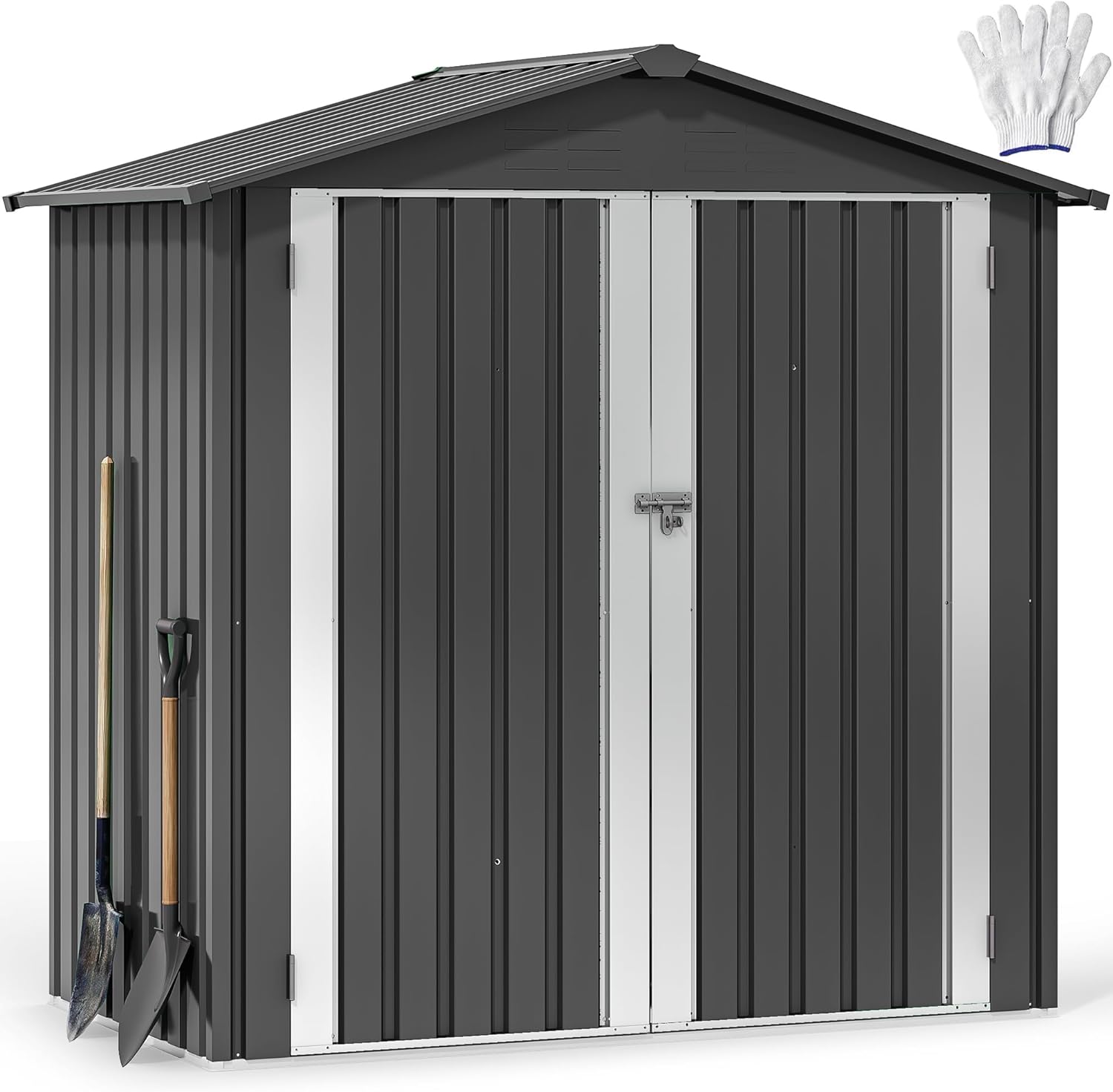 DWVO 6x4ft Tool Storage Shed with Lockable Doors and Roof