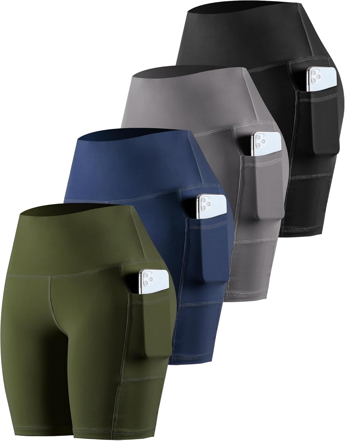 CHRLEISURE Womens Biker Yoga Shorts with Pockets for Comfort