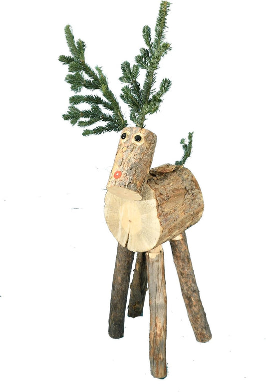 Small Log Reindeer - Handmade Indoor or Outdoor Decor Gift