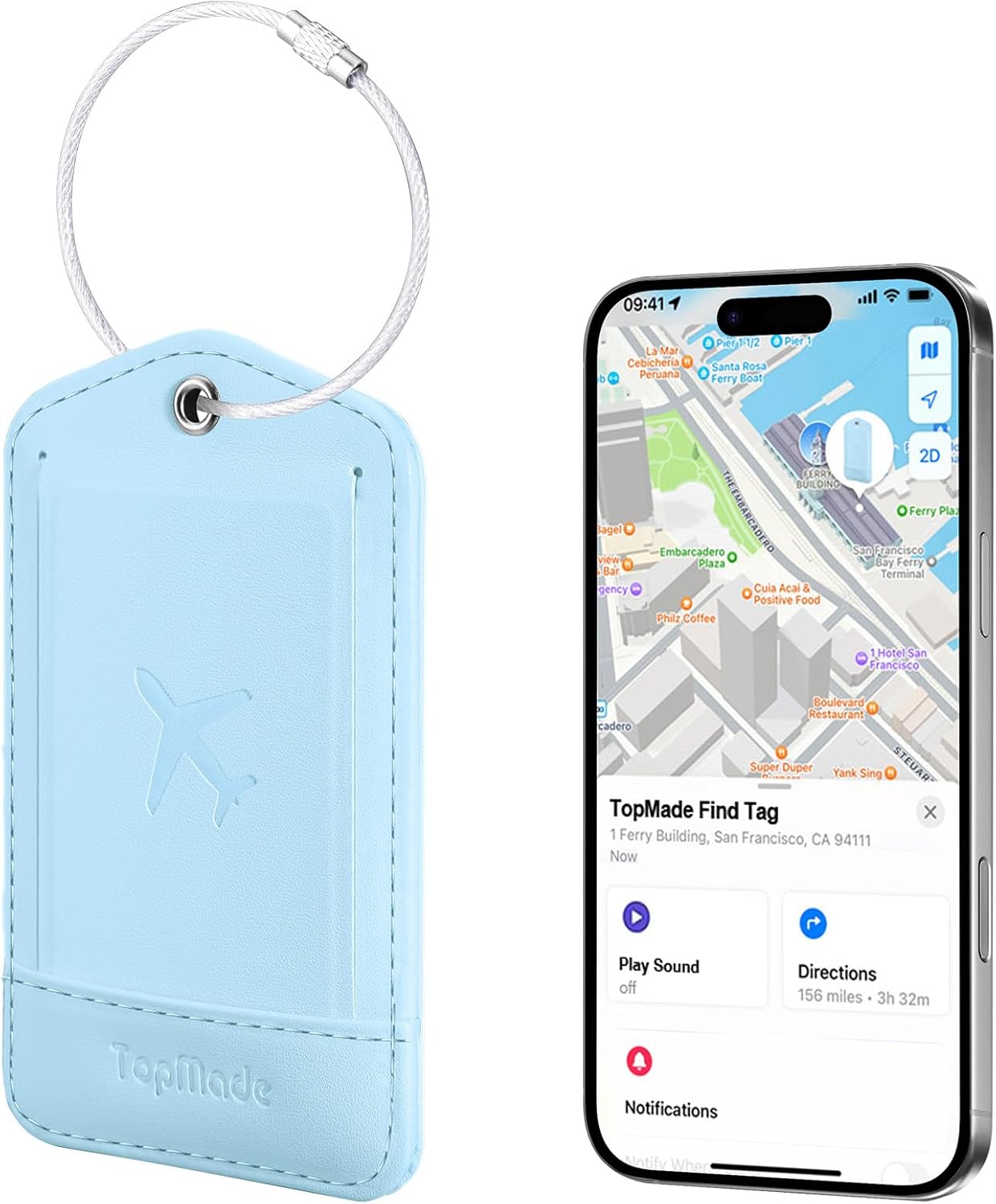 TopMade Smart Luggage Tag with Apple Find My for Travel Bags
