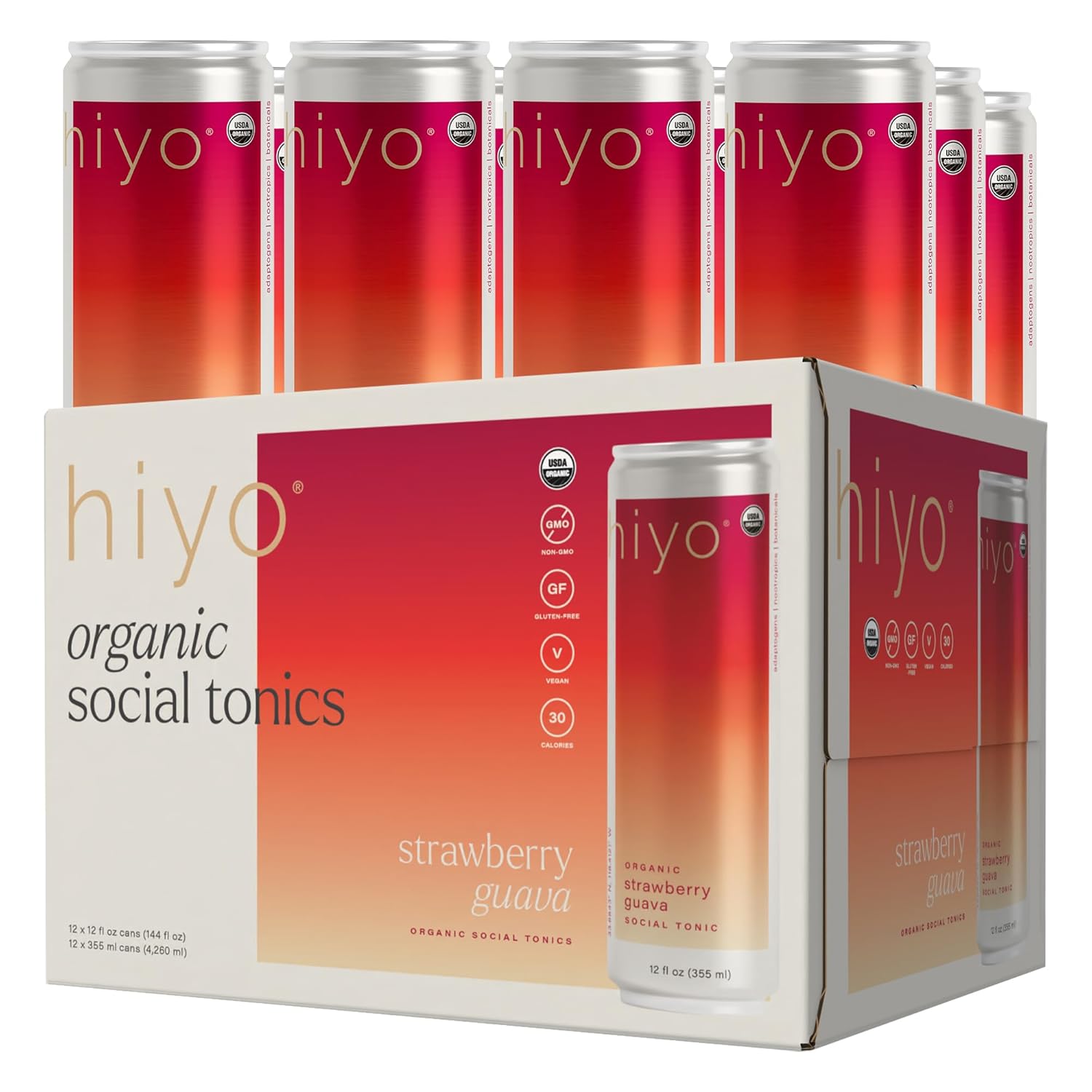 Hiyo Organic Social Tonic - Strawberry Guava 12 Pack Review