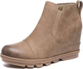 Wedge Ankle Boots for Women - Leather Slip On Comfort Booties