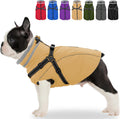 Dog Coat with Built-In Harness Waterproof Puffer - Fleece Lined