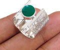 7MM Round Gemstone 925 Sterling Silver Floral Leaves Ring (Style TKR4)