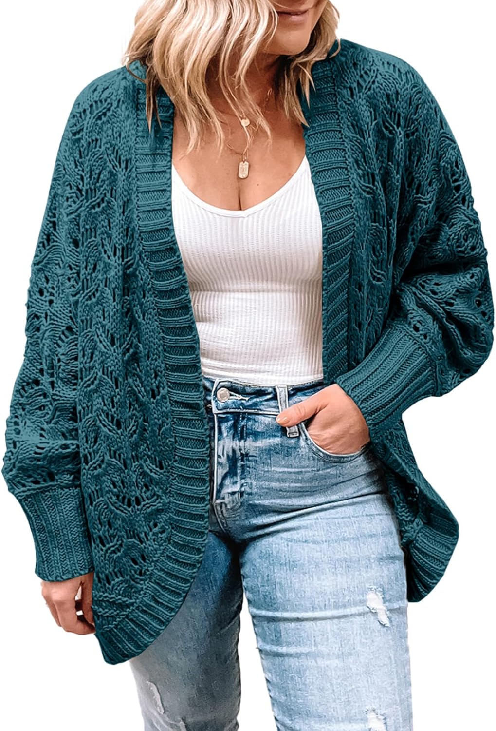 Eytino Womens Plus Size Crochet Cardigan Sweater for All Occasions