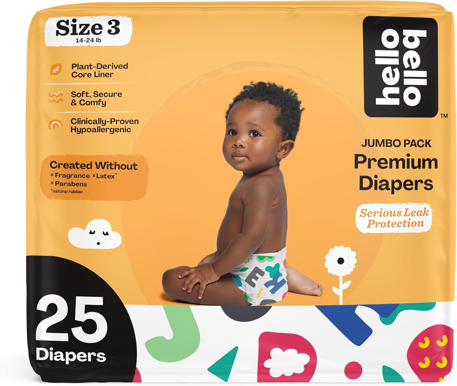Hello Bello Size 3 Baby Diapers, 25 Count, Extra-Absorbent & Hypoallergenic