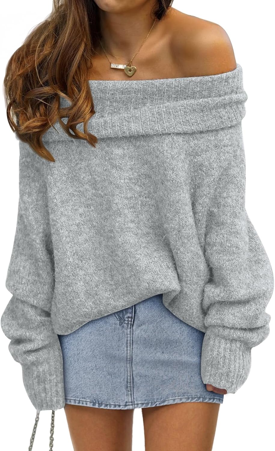 LILLUSORY Womens Off The Shoulder Sweater for Stylish Comfort