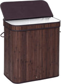 Laundry Hamper with Lid Bamboo 100L - Large Foldable Laundry Basket