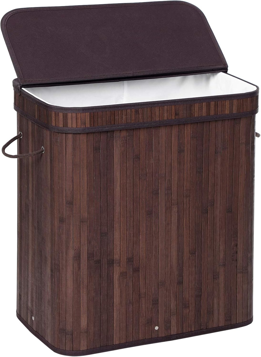 SONGMICS Bamboo Laundry Hamper with Lid and Handles, 100L