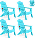 Folding Adirondack Chair Set of 4 - Durable All-Weather Seating