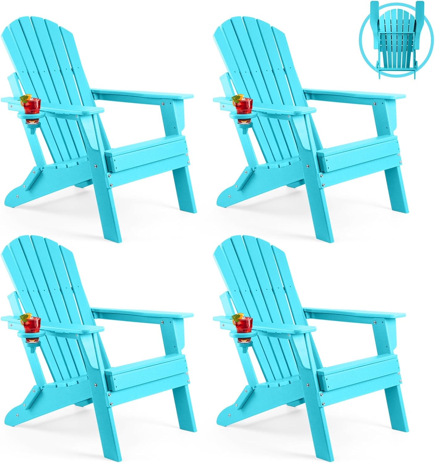 Folding Adirondack Chair Set of 4 for Outdoor Relaxation