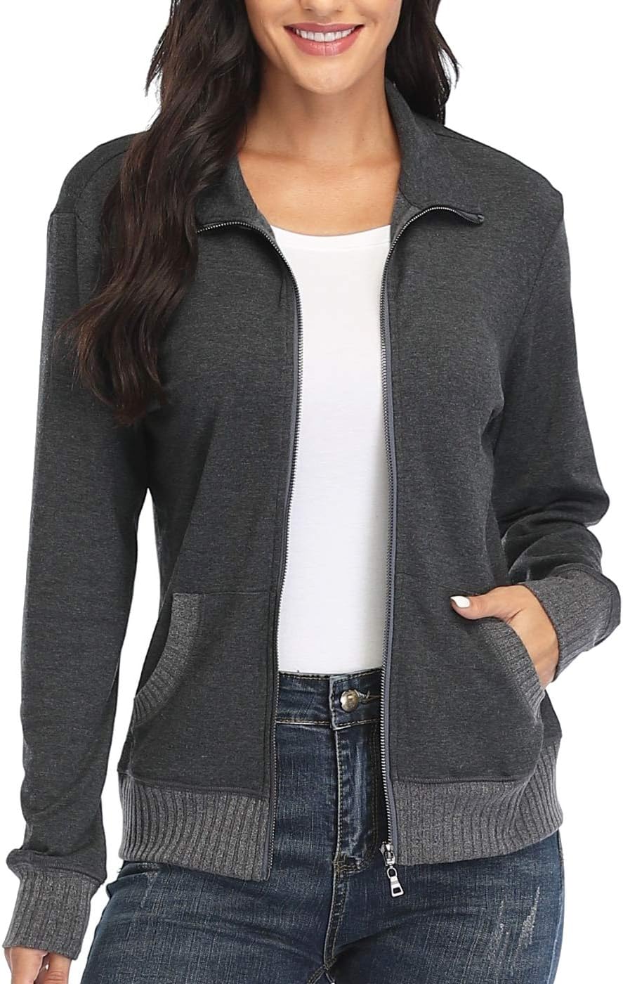 Women's Zip Up Sweatshirt Jacket for Running and Casual Wear