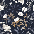 Dark Blue Floral Peel and Stick Wallpaper for Home Decor
