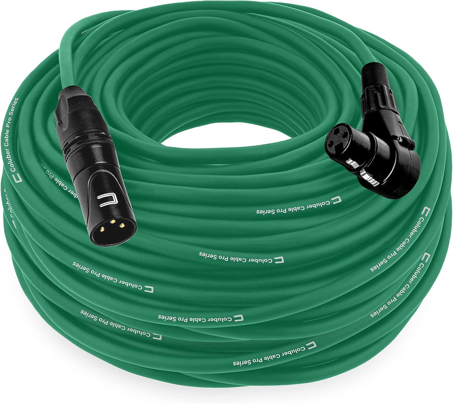 Balanced XLR Cable Male to Right Angle Female - 100 Feet Green