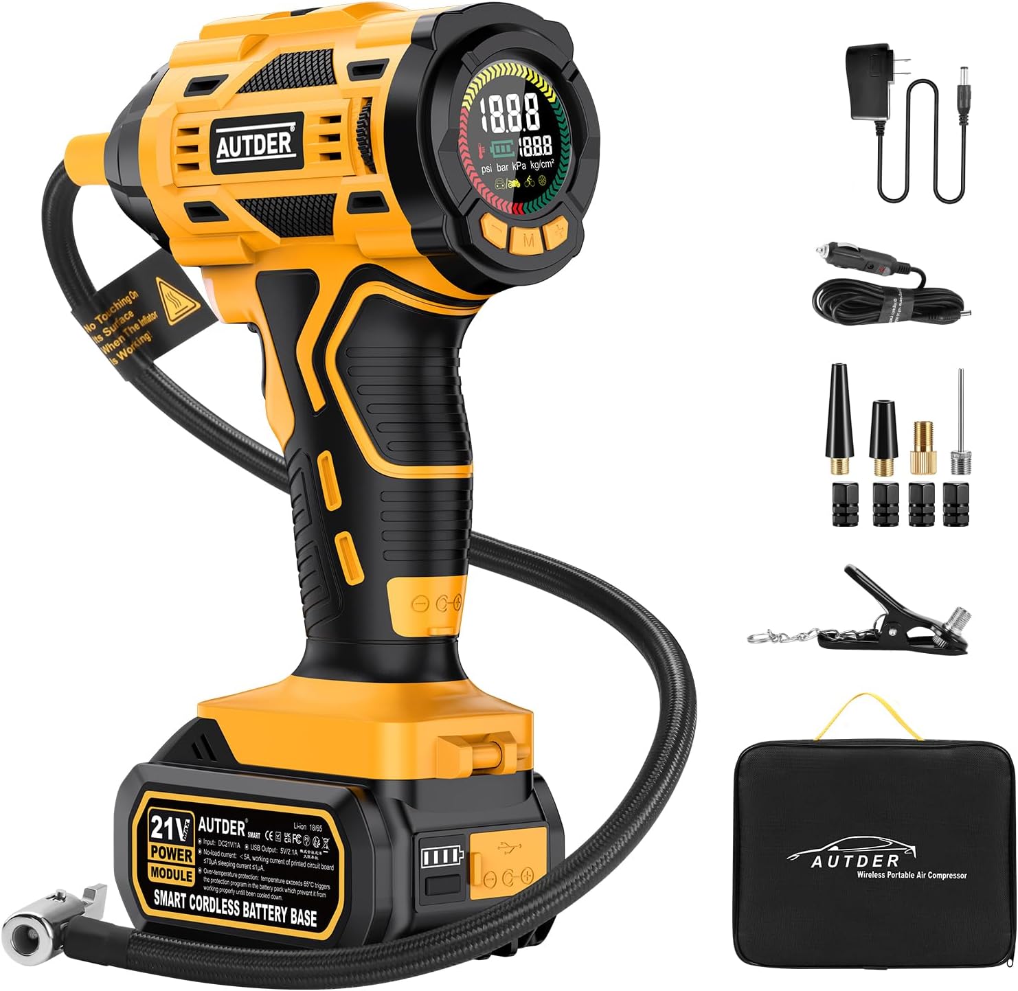 Autder Portable Air Compressor: Rechargeable 180PSI Power