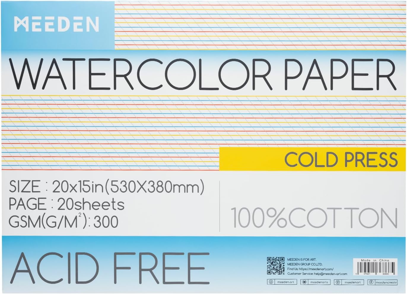 MEEDEN Watercolor Paper Block - 100% Cotton for Artists