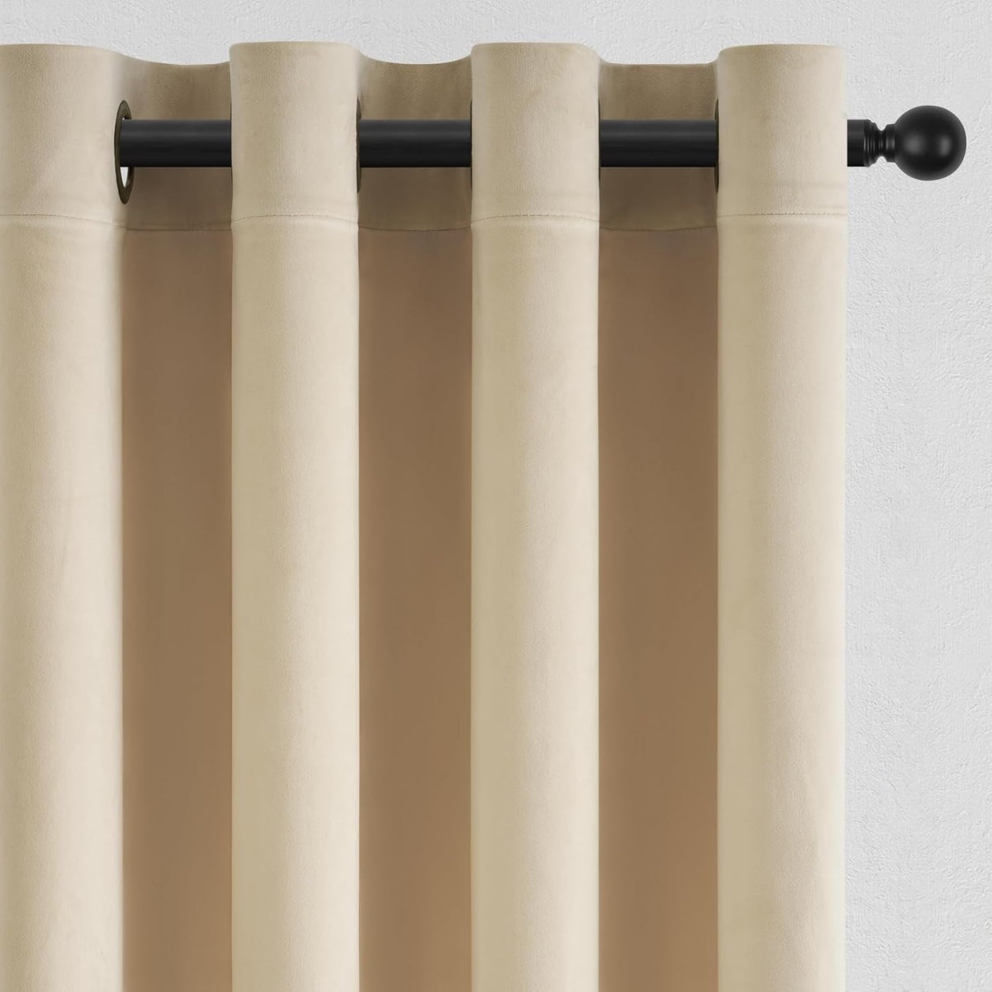 Beige Velvet Blackout Curtains - 84 Thermal Insulated