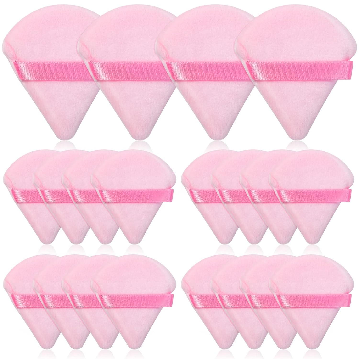 20pcs Pink Triangle Powder Puffs - Flawless Face & Eye Makeup Application