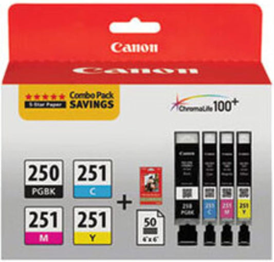 Canon PGI-250/CLI-251 Genuine Combo Pack with Photo Paper