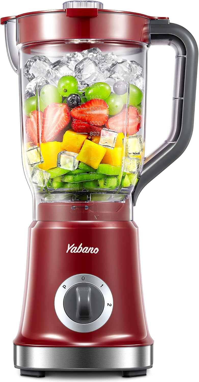 Yabano 60oz Red Food Blender: High-Speed Ice Crushing