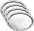 4-Pack 15.7in x 11.8in Oval Silver Serving Trays Set - Space-Saving