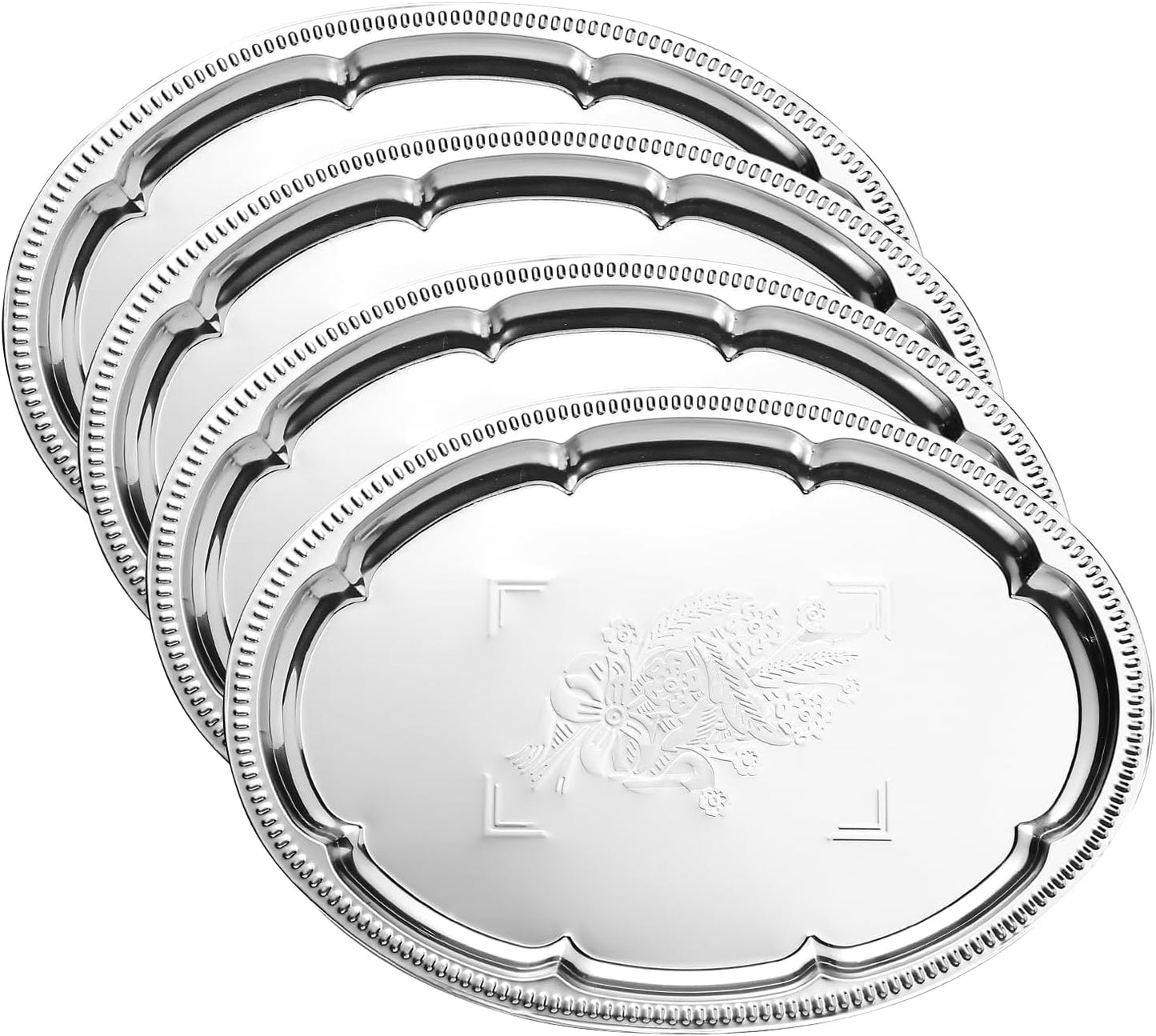 Large Silver Serving Trays Set for Parties and Events